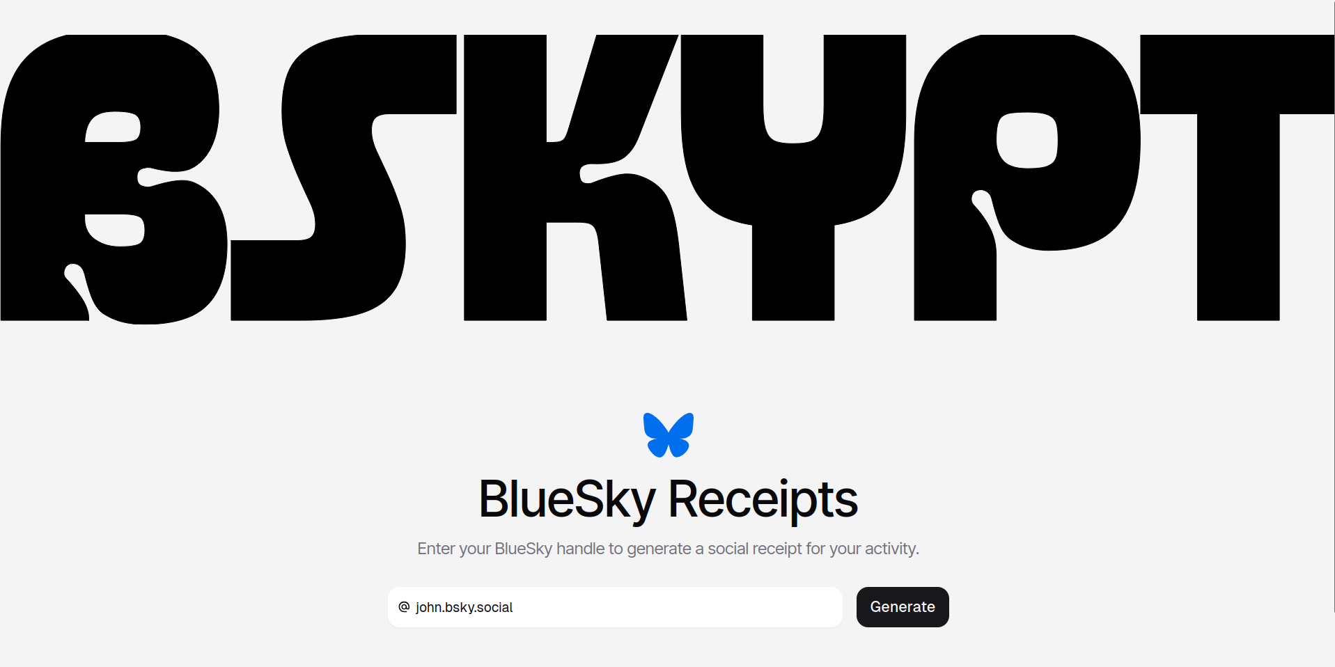 Bskypt | Bluesky Social Receipts